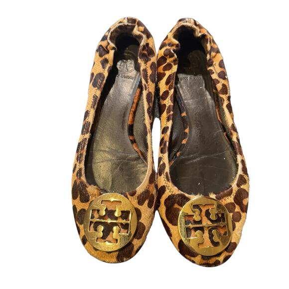 Tory Burch Pony Hair Leopard Print Reva Ballet Flats Size 9.5 - Picture 2 of 8